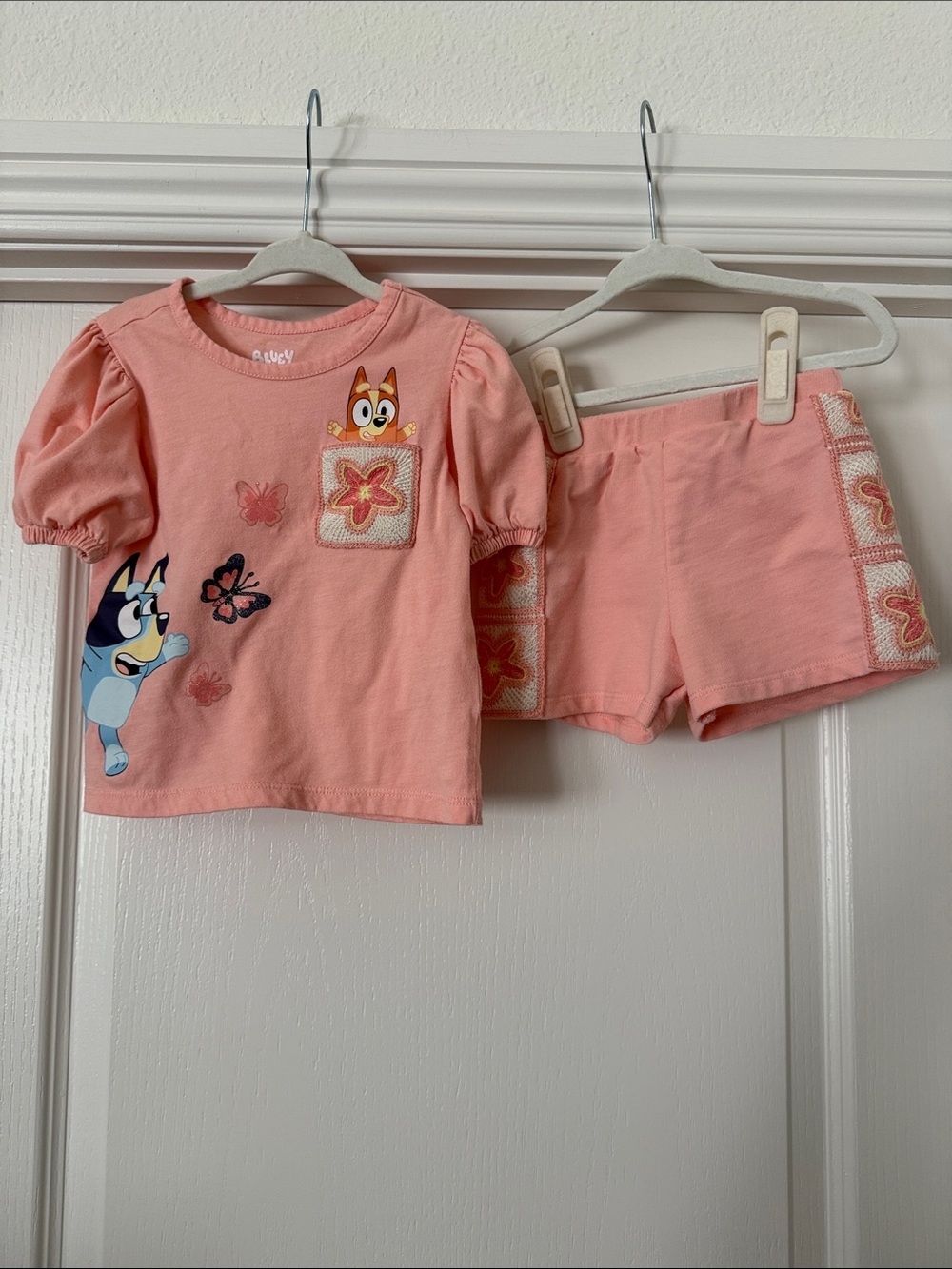 BLUEY Set - Pink Floral Pocket Top & Shorts